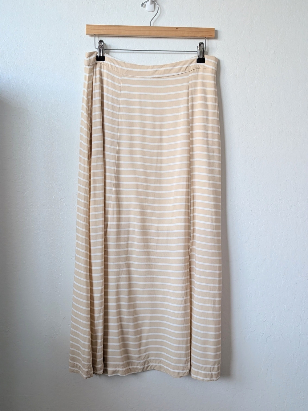 Illumina Cream Striped Midi Skirt - Elegant Everyday Women’s Skirt